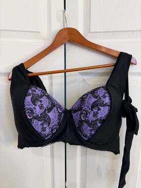 Unique Vintage Purple Lacy Bats High Waisted Bikini Set
